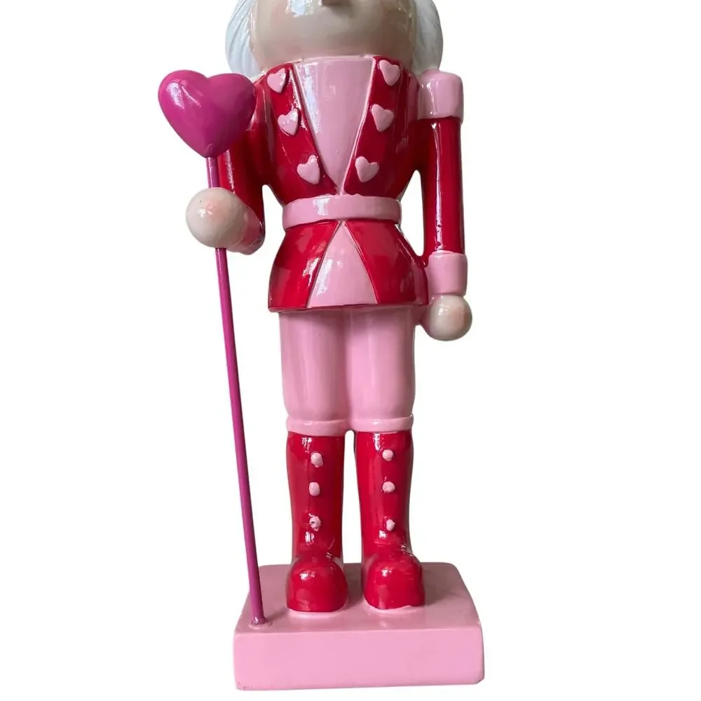 Cupcakes & Cashmere Wooden Heart Nutcracker 12.5in Pink & Red Valentines Decor